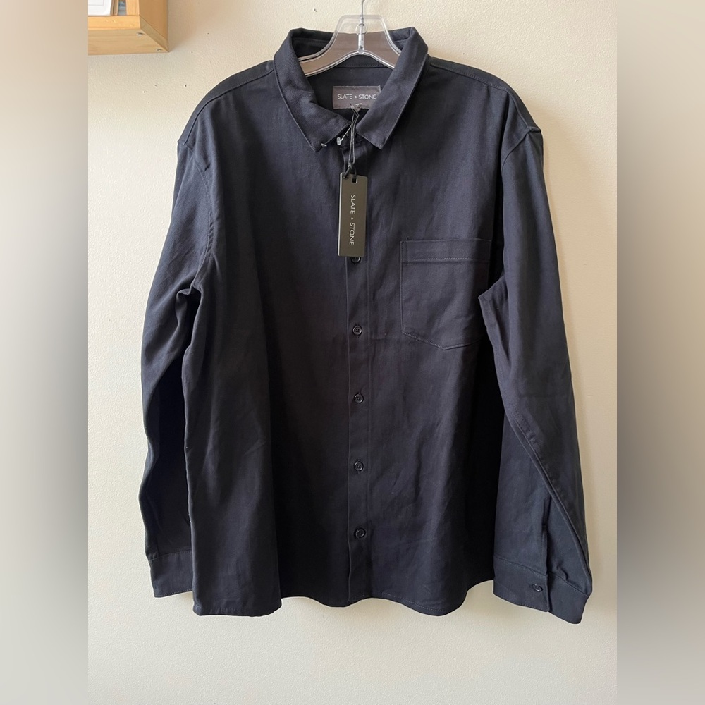Slate & Stone Mens Casual Denim Overshirt Size Large Dark Navy